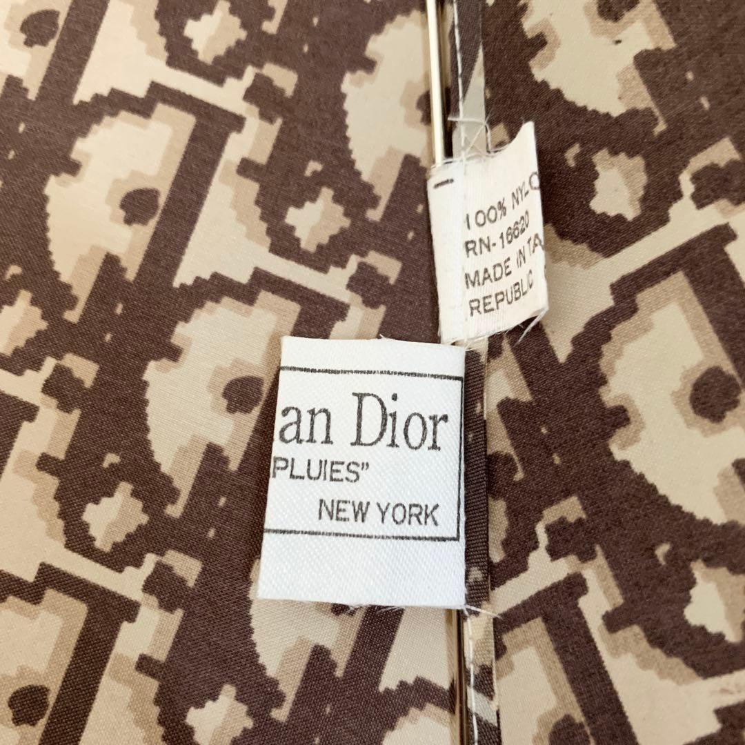 【人気】クリスチャンディオール 折り畳み傘 ケース付 トロッター柄 総柄 茶色