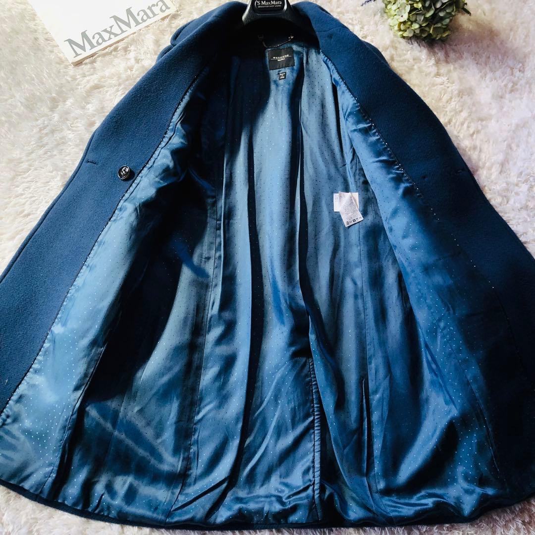 美品✨マックスマーラ ベルテッドコート 2WAY 女優襟 ネイビーブルー 38