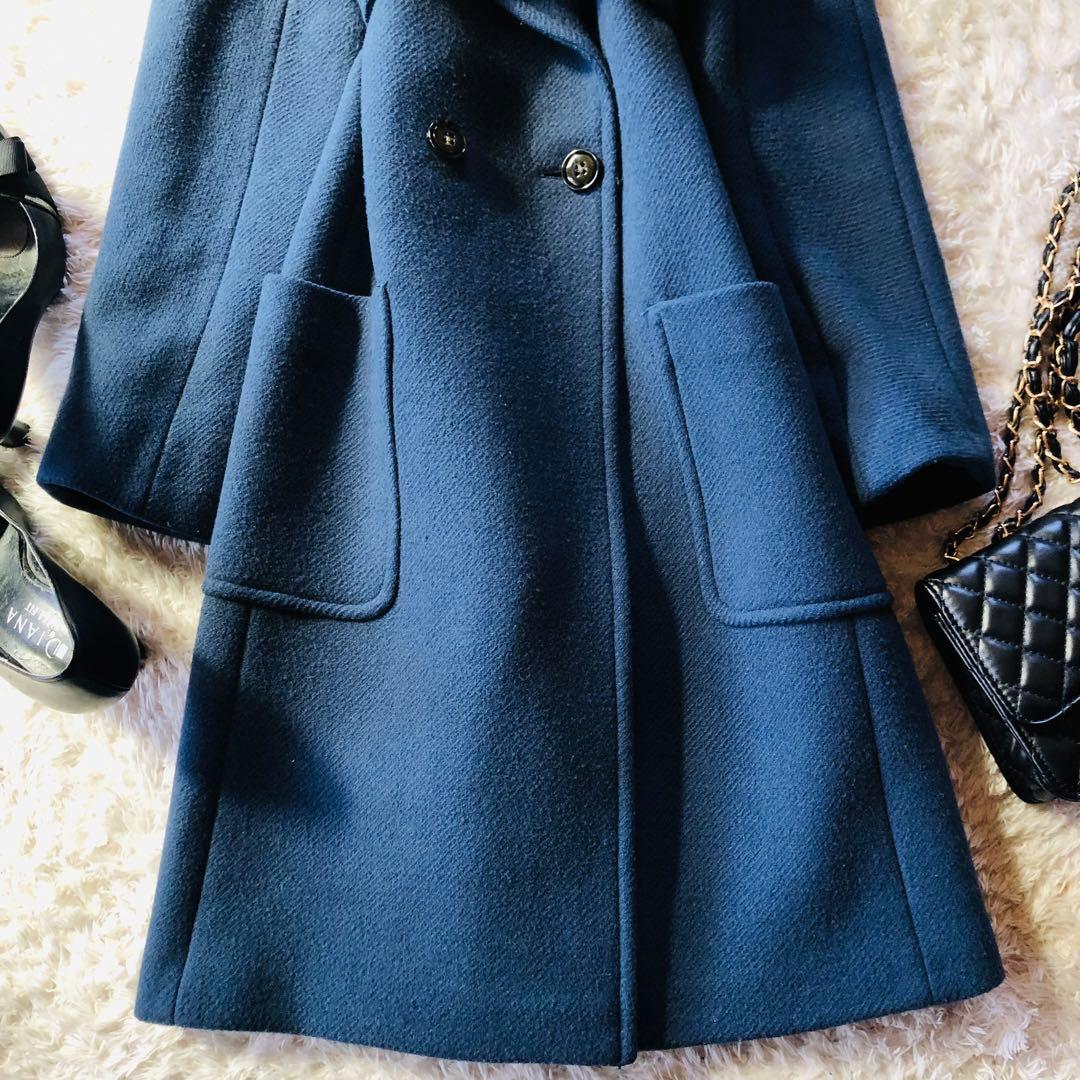 美品✨マックスマーラ ベルテッドコート 2WAY 女優襟 ネイビーブルー 38