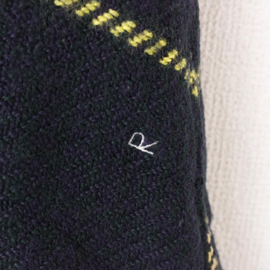 45R ウールツイードのジャンパースカート Lサイズ グリーン ニット