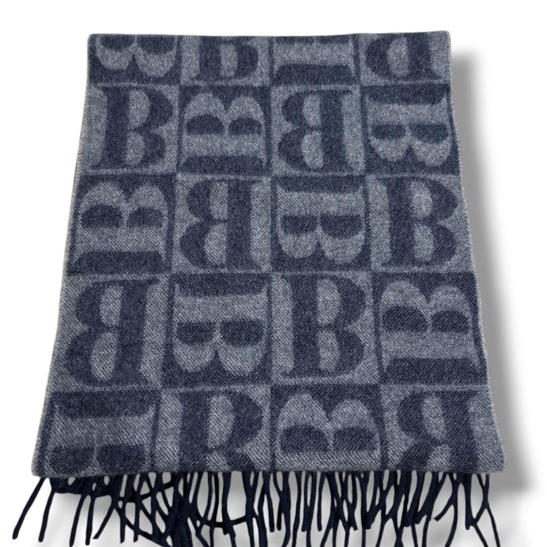 希少✨【バーバリーズ】カシミヤ100% ロングマフラー ネイビー グレー B柄