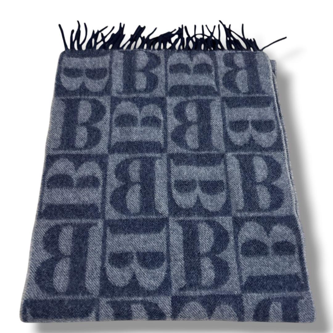 希少✨【バーバリーズ】カシミヤ100% ロングマフラー ネイビー グレー B柄