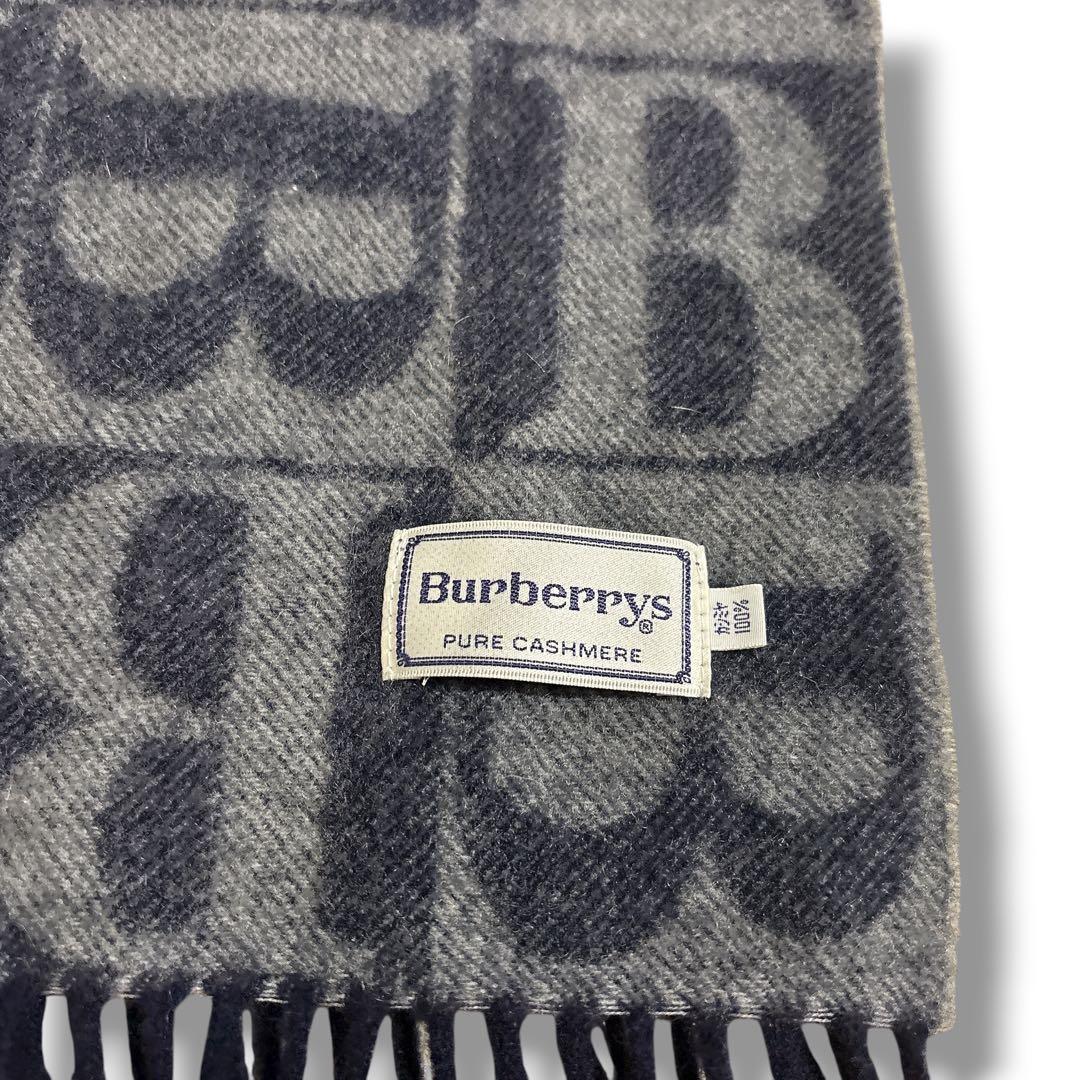 希少✨【バーバリーズ】カシミヤ100% ロングマフラー ネイビー グレー B柄