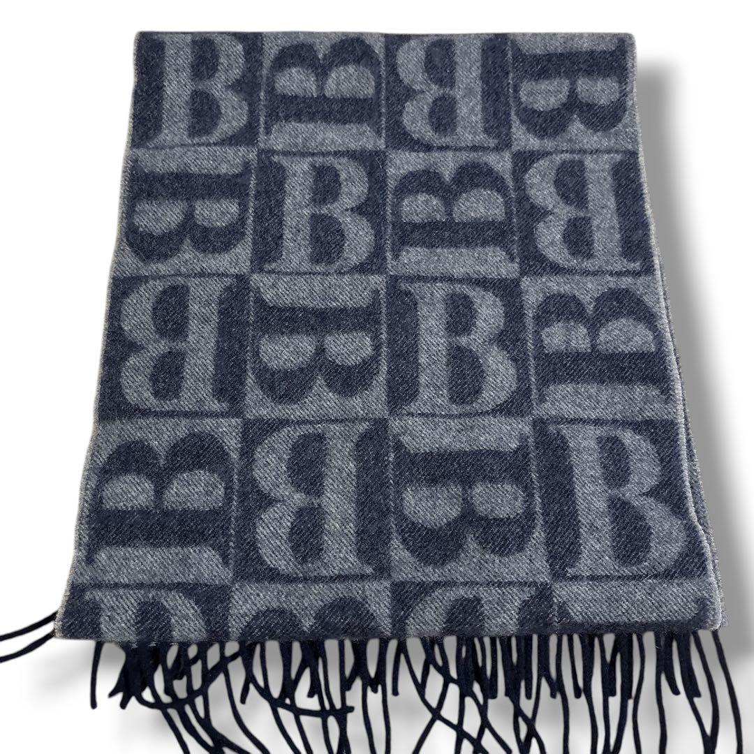 希少✨【バーバリーズ】カシミヤ100% ロングマフラー ネイビー グレー B柄