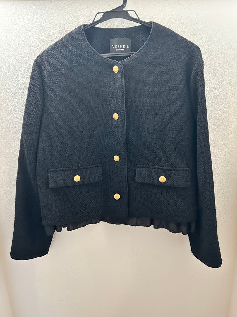VERMEIL par iena ツイードノーカラージャケット 38