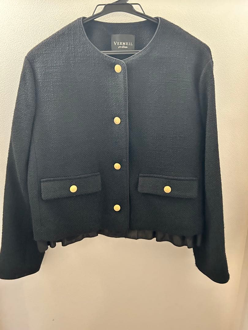 VERMEIL par iena ツイードノーカラージャケット 38