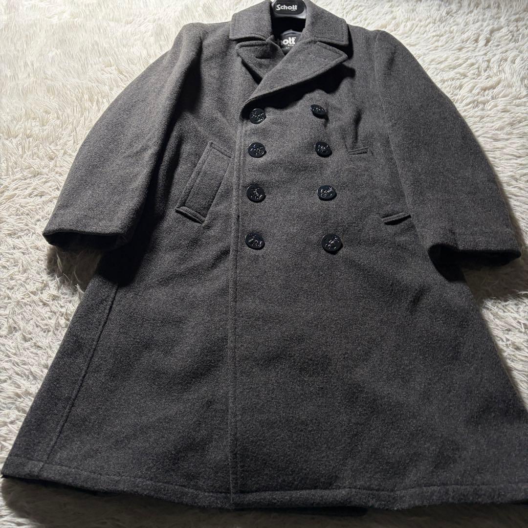 美品/希少モデル■schott ピーコート　ロング　ダークグレー　 AT048