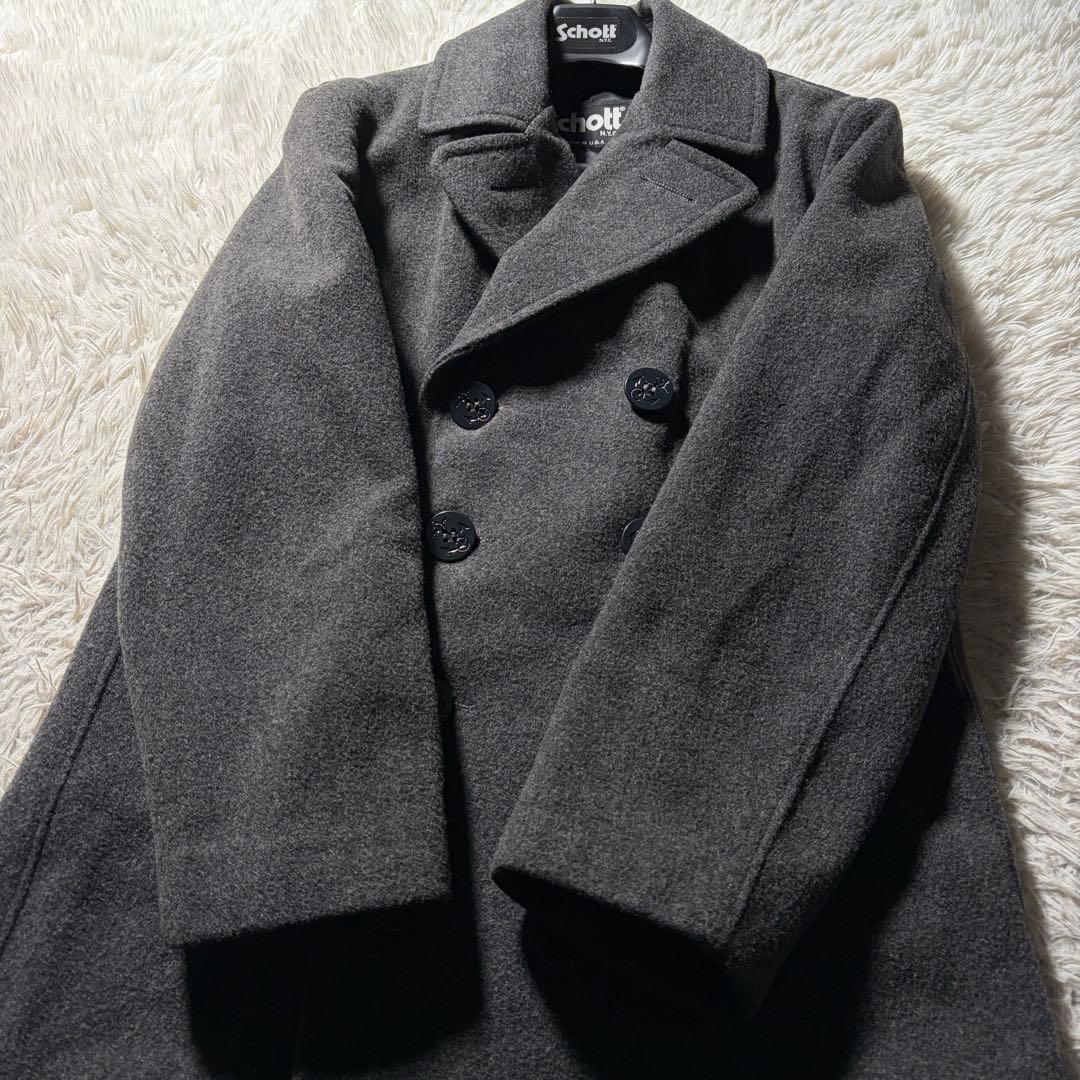 美品/希少モデル■schott ピーコート　ロング　ダークグレー　 AT048