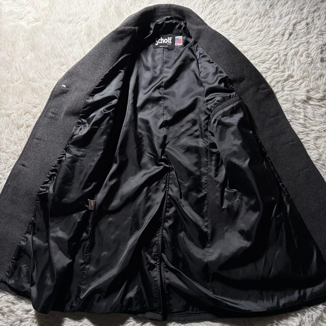 美品/希少モデル■schott ピーコート　ロング　ダークグレー　 AT048