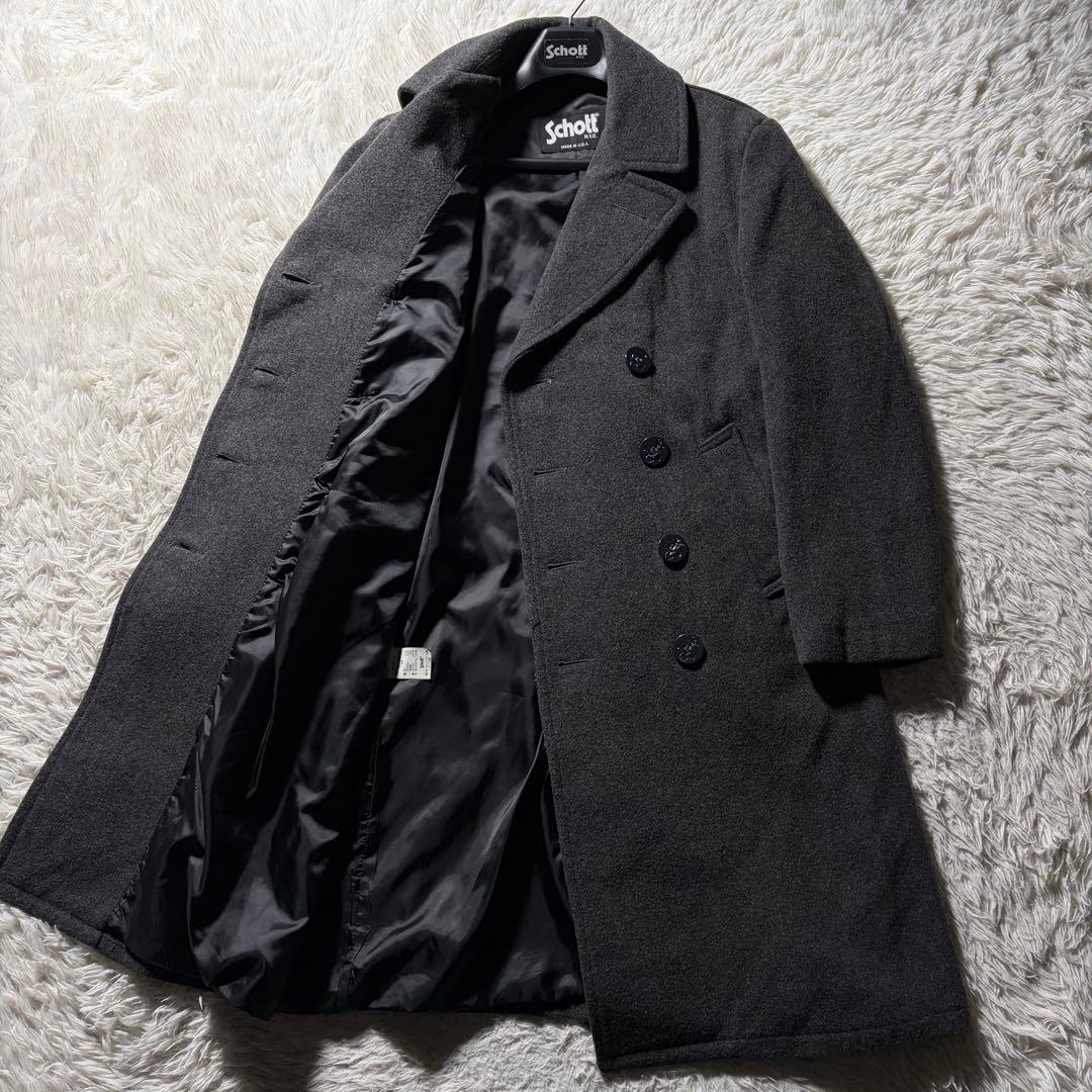 美品/希少モデル■schott ピーコート　ロング　ダークグレー　 AT048