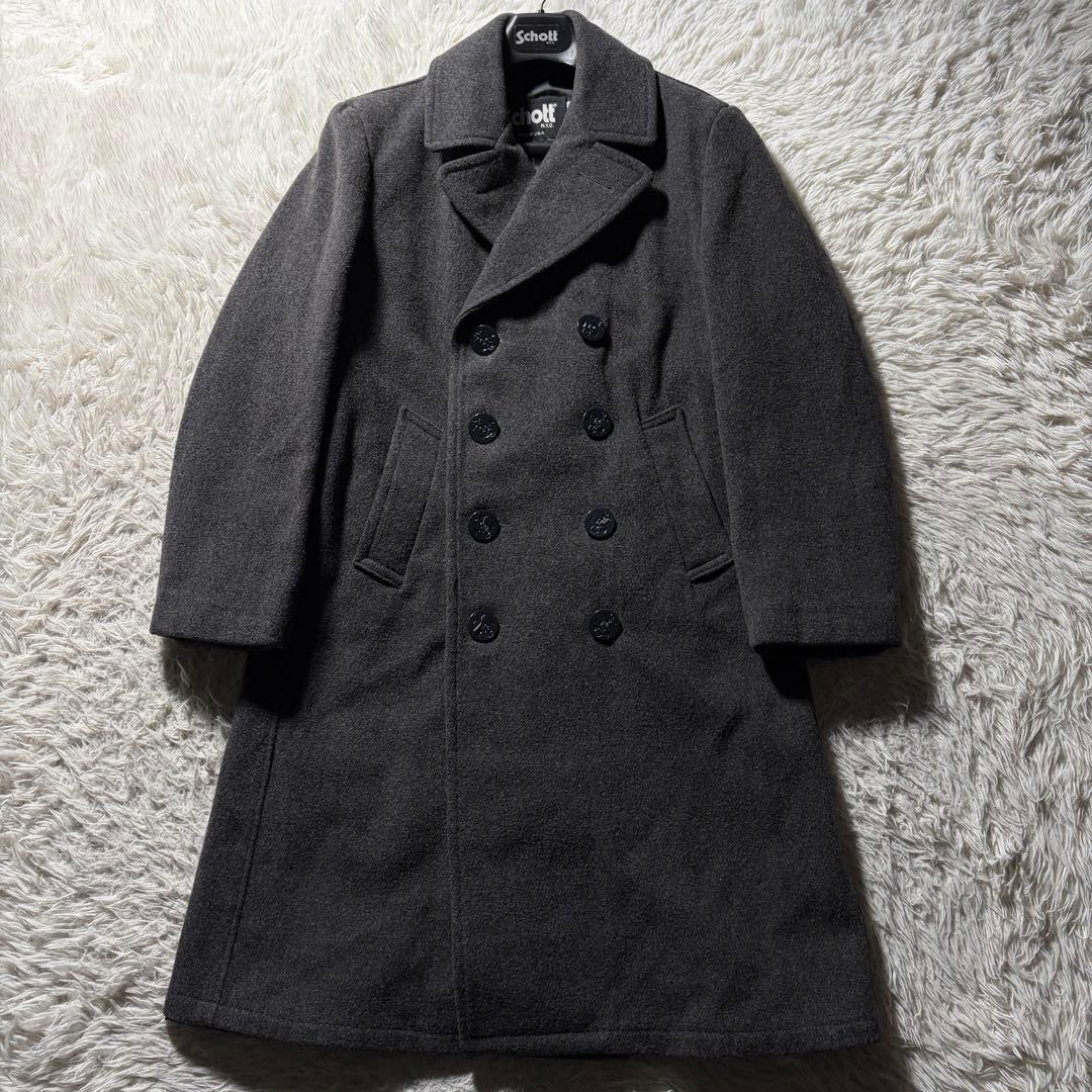 美品/希少モデル■schott ピーコート　ロング　ダークグレー　 AT048