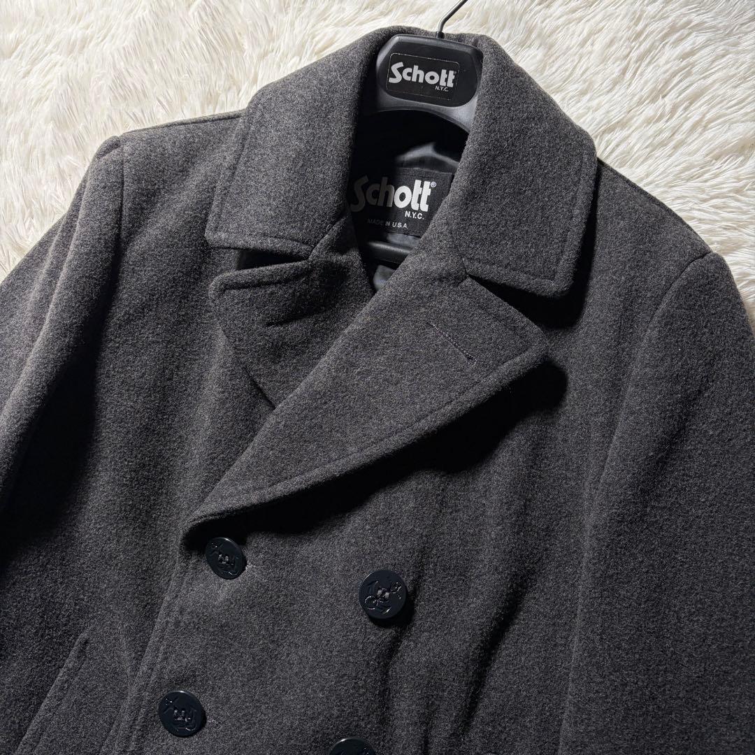 美品/希少モデル■schott ピーコート　ロング　ダークグレー　 AT048