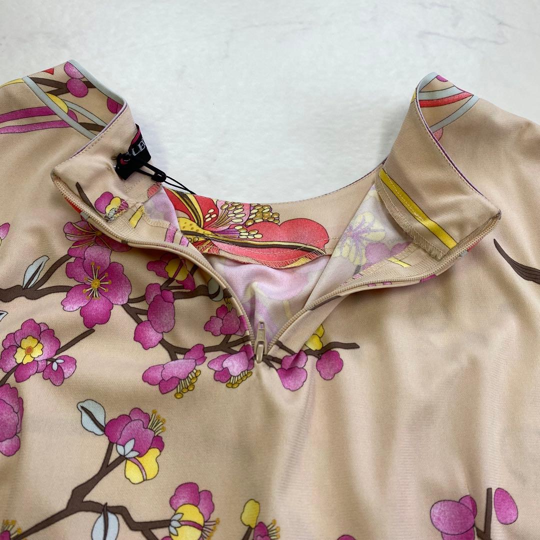 タグ付き新品★LEONARD レオナール 半袖カットソー カンカン素材 花柄40