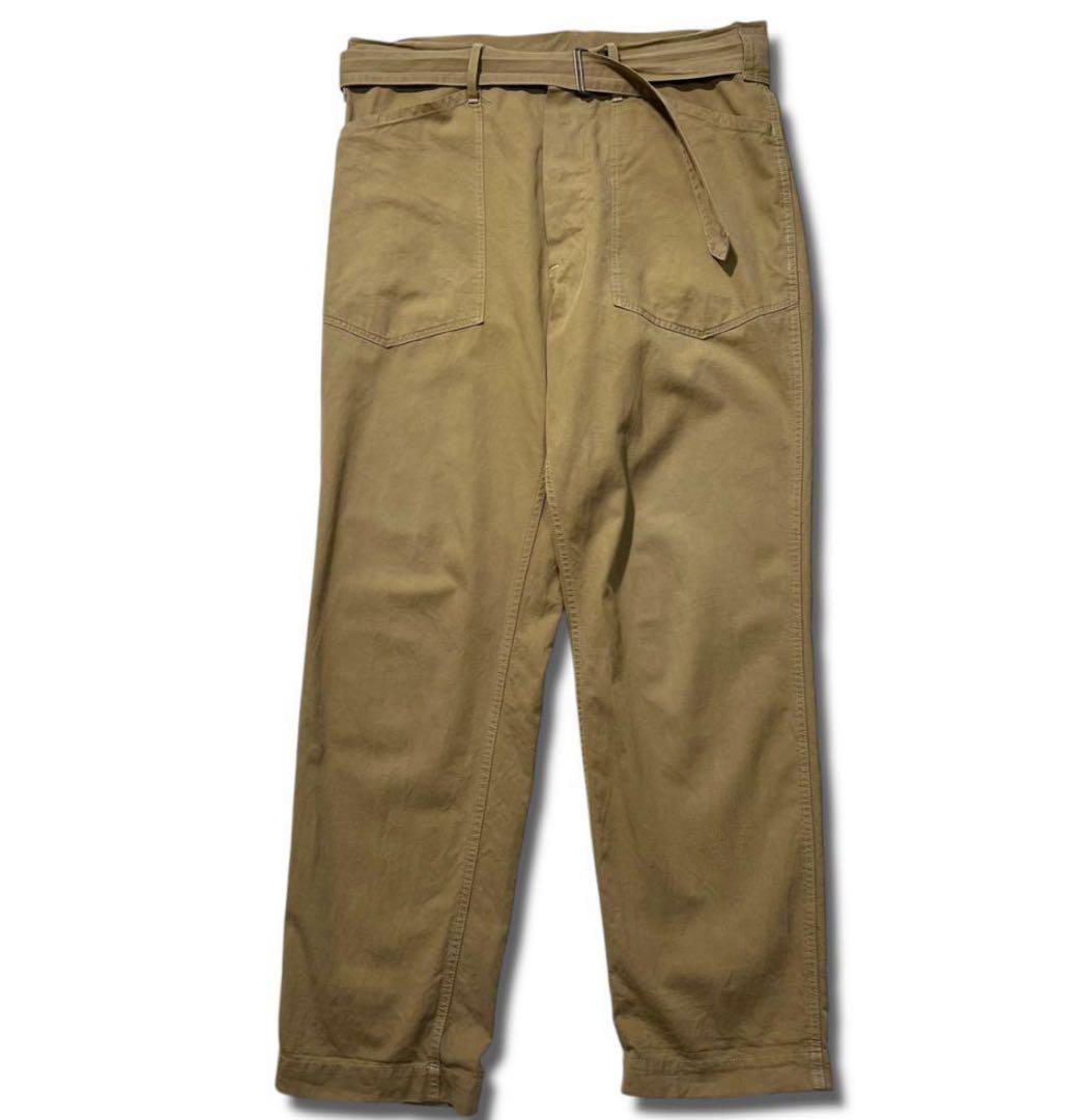 COMOLI ベルテッド パンツ 2 カーキ ストレート トラウザーズ コモリ