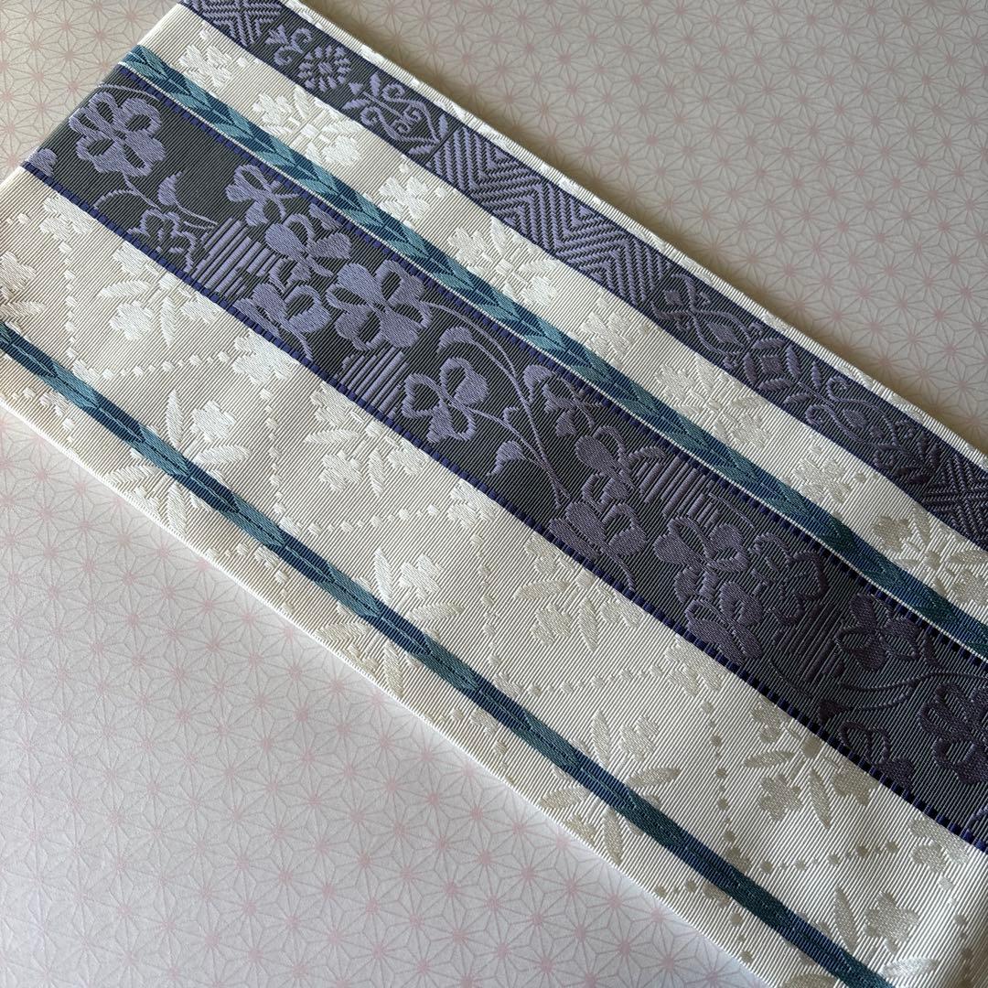 OB80本場筑前博多織小袋帯　半幅帯　椿 本袋　正絹　新品