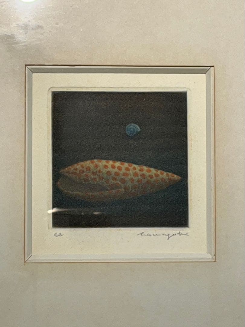 浜口陽三「貝」銅版画 EA版 直筆サイン入り 額装済