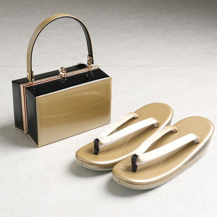 【新品】草履バッグセット 草履26cm (金茶&黒)　03094