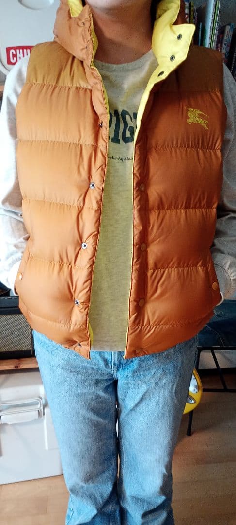 バーバリー　ダウンベスト ブラウン/イエロー 14Y 164cm