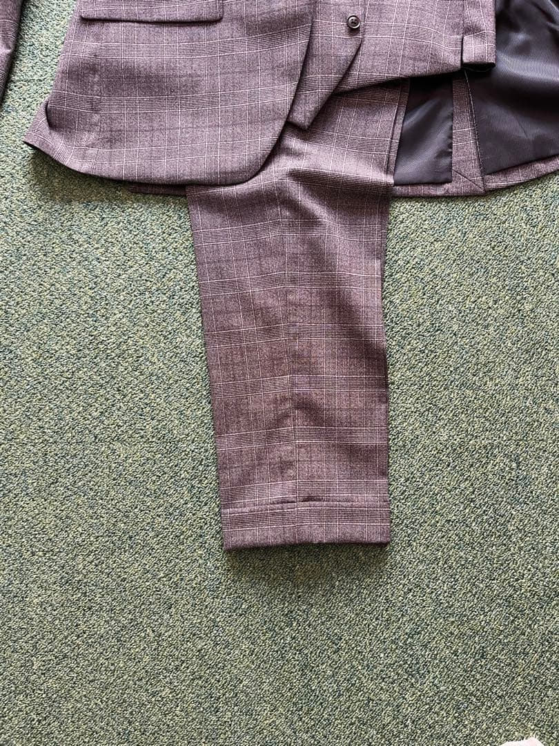 スーツ3ピース　ブラウンチェック柄