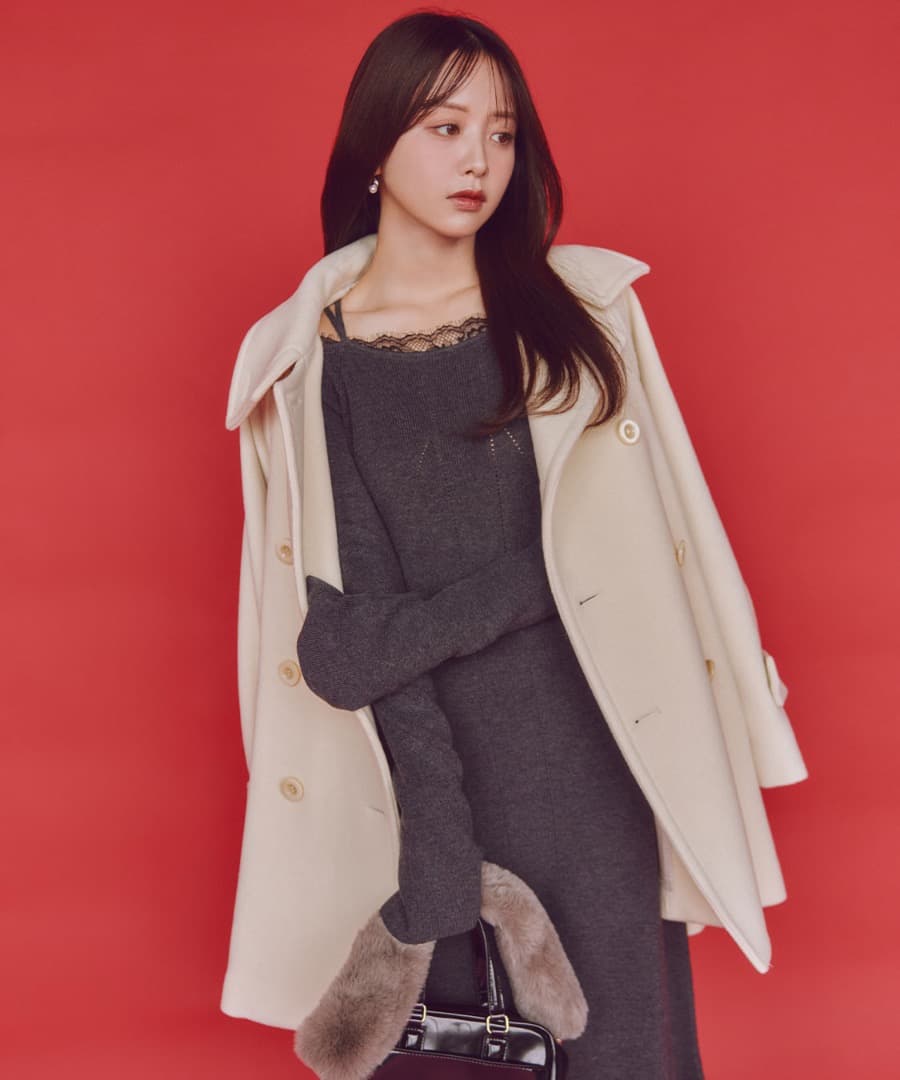 COCODEAL ココディール ミドル丈ウールトレンチコート