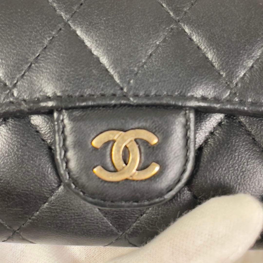 美品　CHANEL シャネル　マトラッセ　ラムスキン　ブラック　キーケース