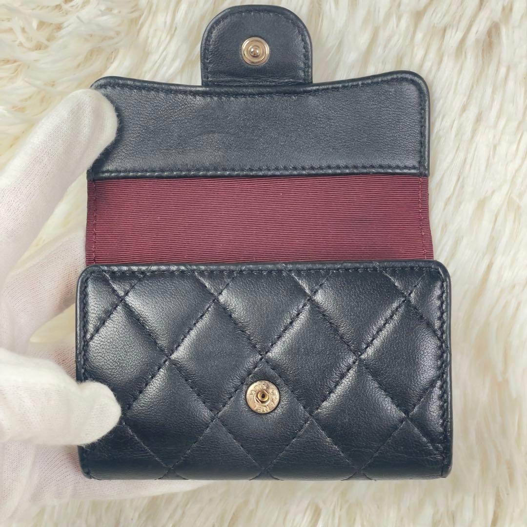 美品　CHANEL シャネル　マトラッセ　ラムスキン　ブラック　キーケース