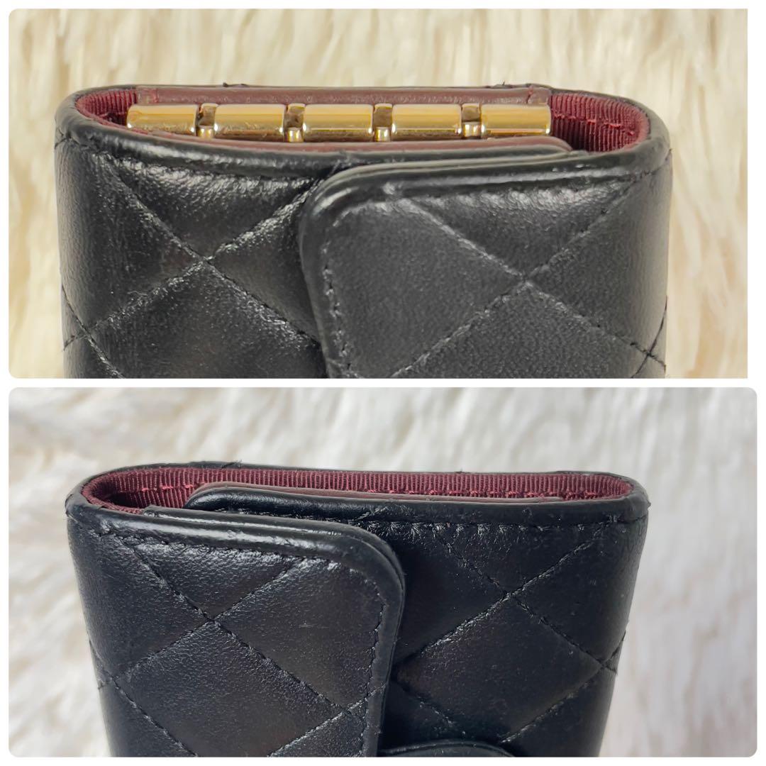 美品　CHANEL シャネル　マトラッセ　ラムスキン　ブラック　キーケース