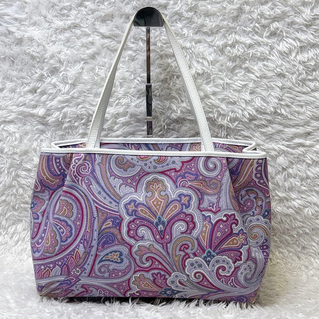 希少 エトロ ハンドバッグ トートバッグ ペイズリー パープル