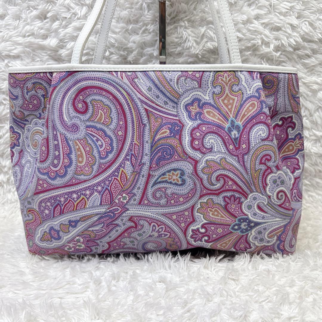 希少 エトロ ハンドバッグ トートバッグ ペイズリー パープル