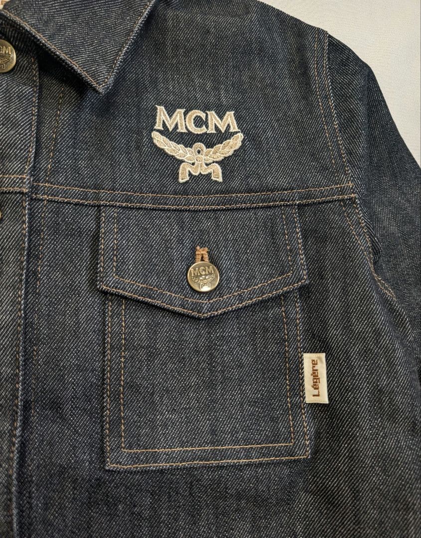 【MCM】希少90s~ロゴ刺繍・短丈ブラックデニムジャケット・ブルゾン　Y2K