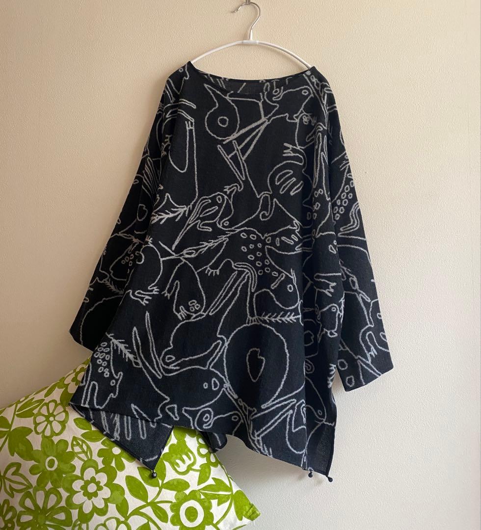 ヨーガンレール　美品　モンスタープリントチュニック　黒　ババグーリ