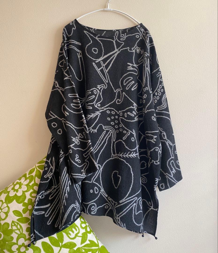 ヨーガンレール　美品　モンスタープリントチュニック　黒　ババグーリ