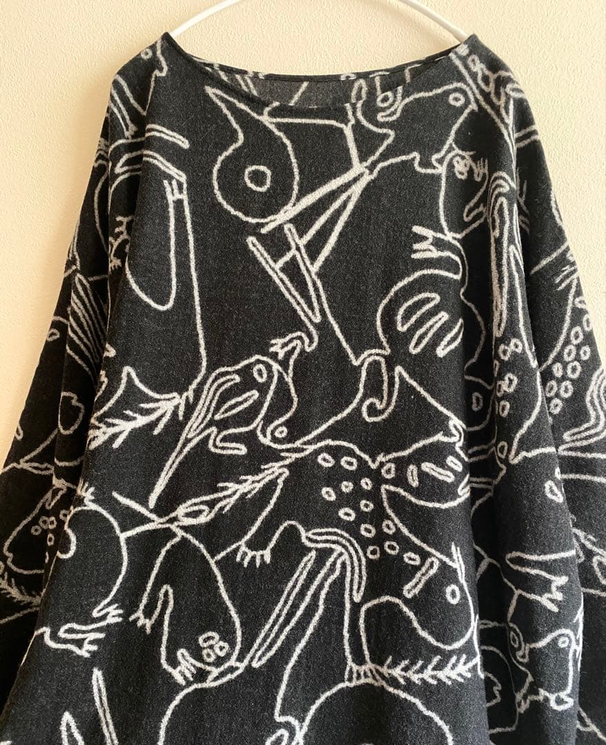 ヨーガンレール　美品　モンスタープリントチュニック　黒　ババグーリ