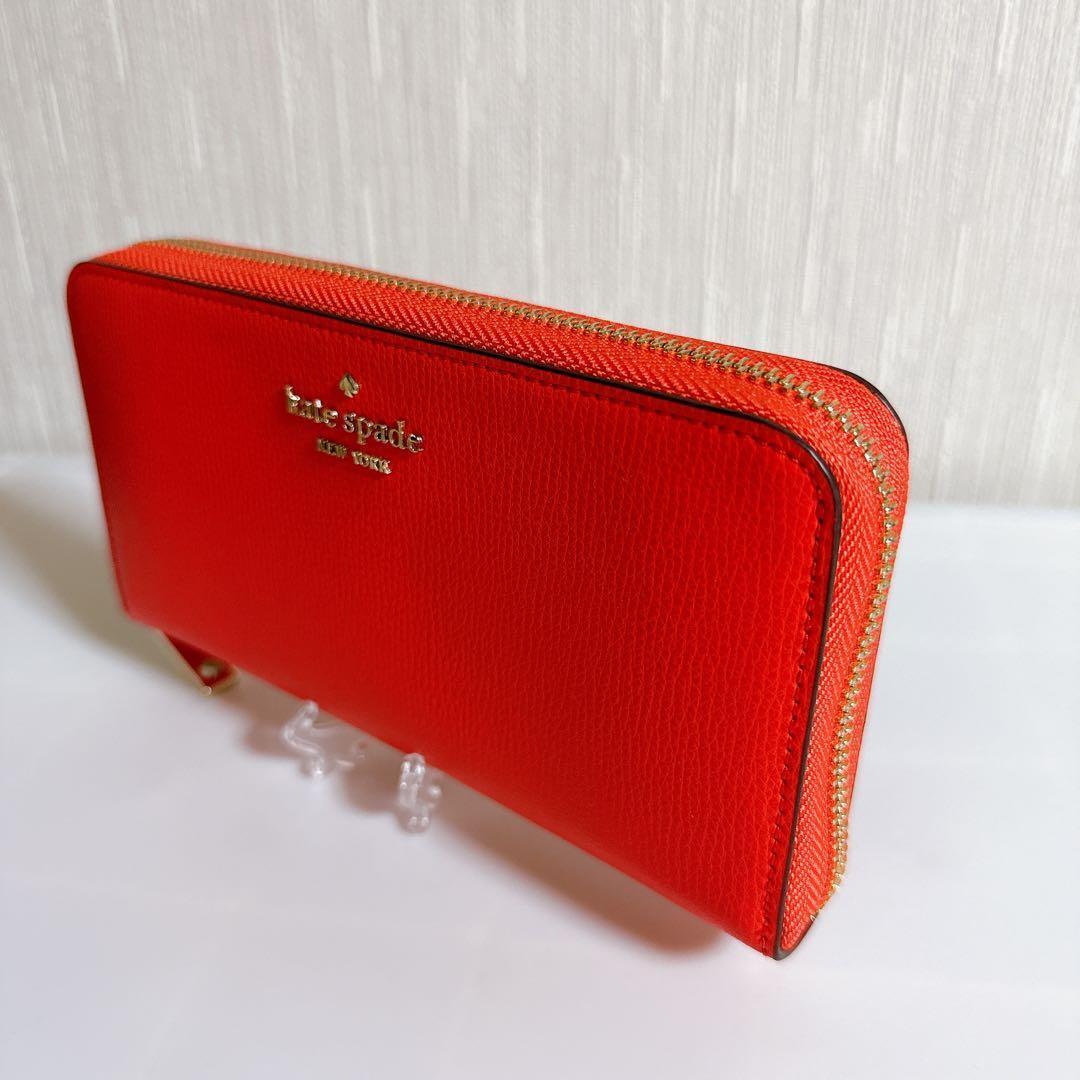未使用 kate spade 赤 レザー 長財布