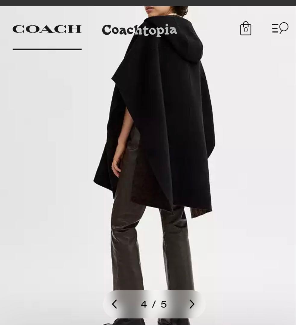 【美品】COACH ダブルフェイスケープ コートブラック