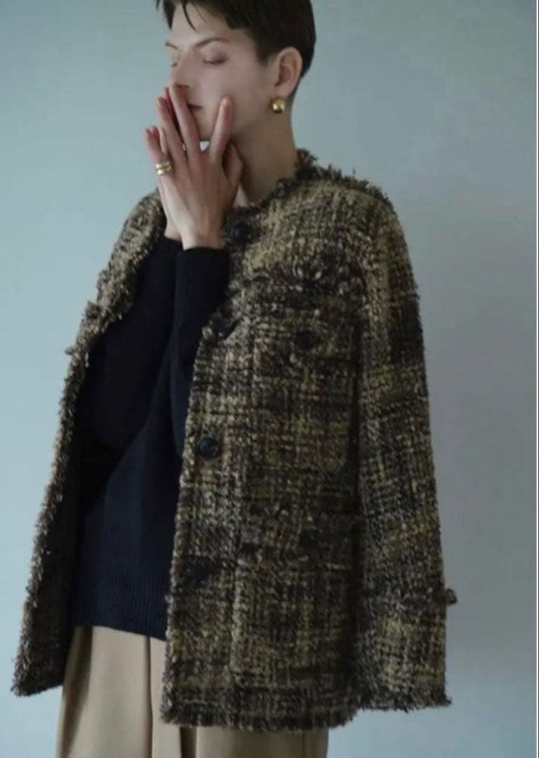 CLANE ノーカラーツイードジャケット