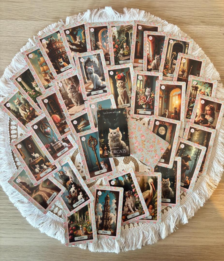 入荷1点のみ✨スペイン作家のキュートデッキ✨柔らか猫ちゃんのルノルマンカード