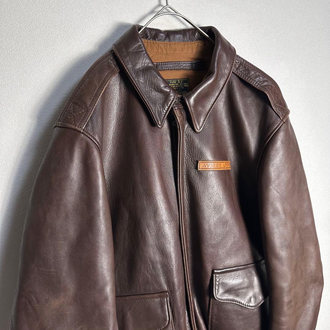 【USA製】アヴィレックス　A-2 レザーフライトジャケット　カウレザー　XL