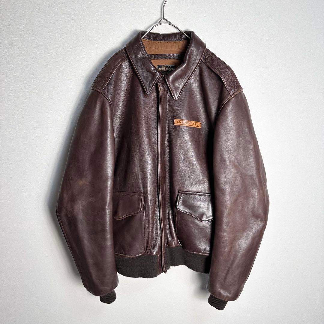 【USA製】アヴィレックス　A-2 レザーフライトジャケット　カウレザー　XL