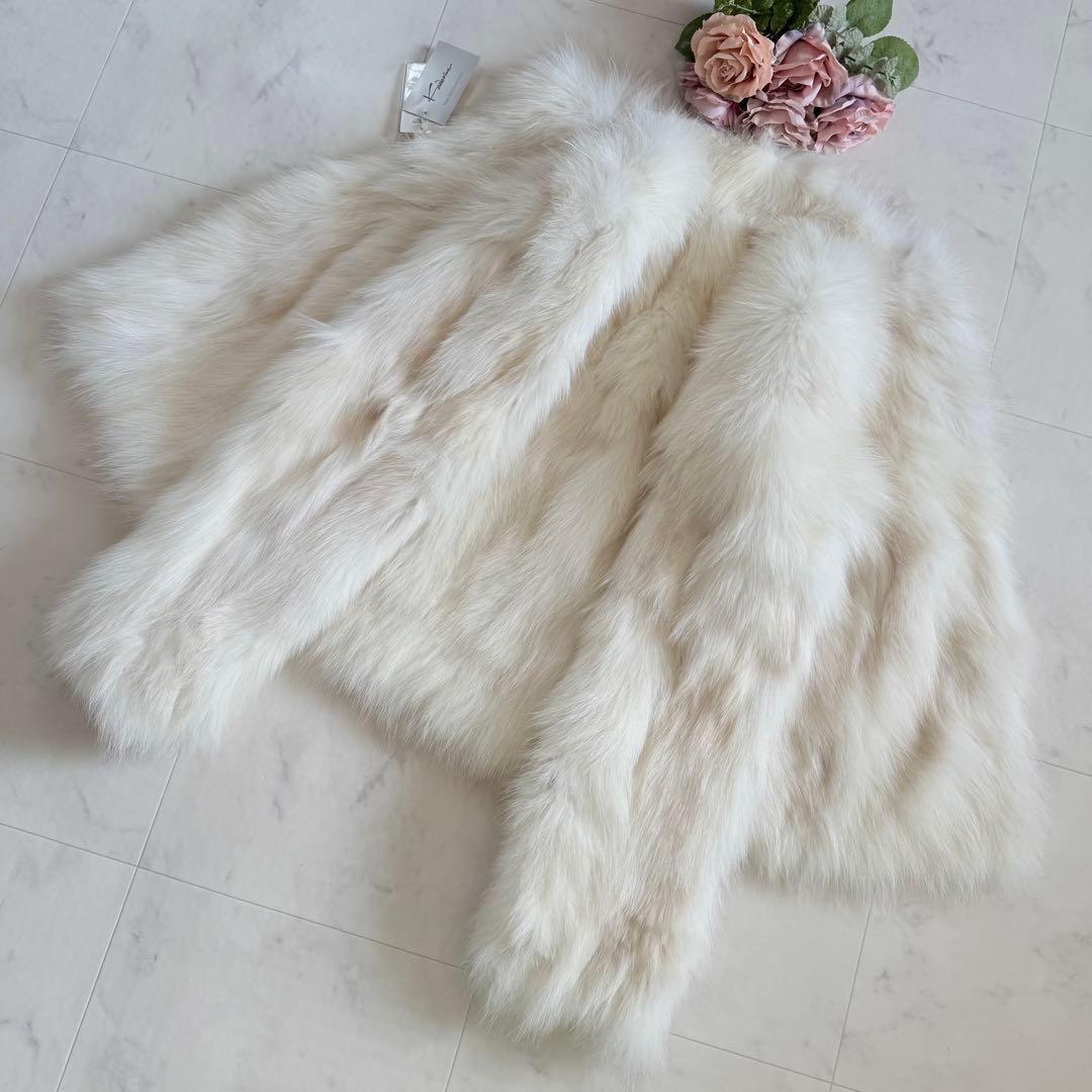 未使用タグ付き★ブルーフォックス クロップド ファージャケット リアルファー毛皮