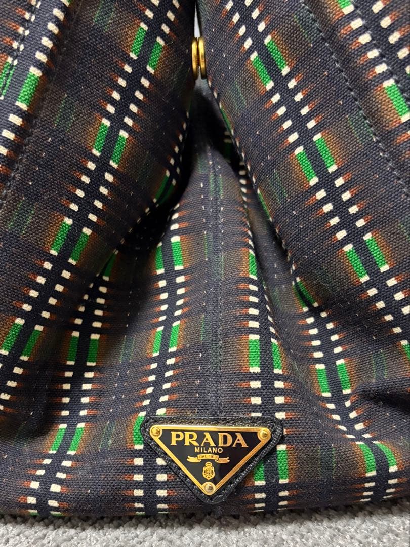 PRADA CANAPA チェック柄トートバッグ