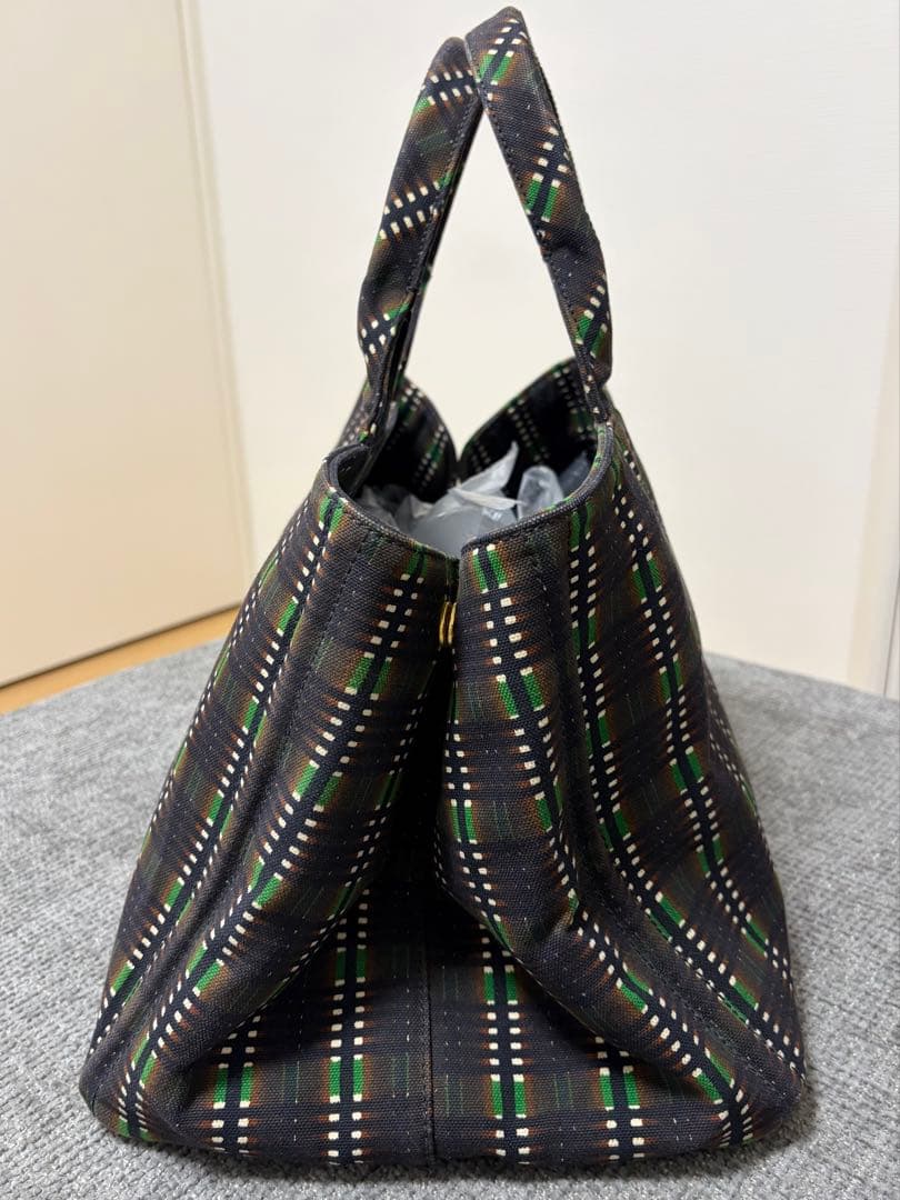 PRADA CANAPA チェック柄トートバッグ