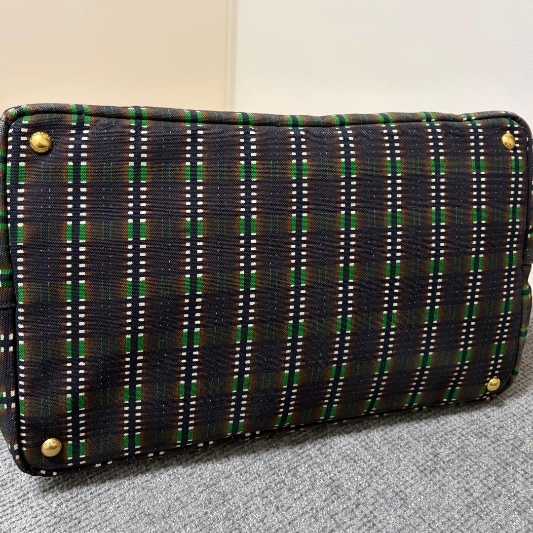 PRADA CANAPA チェック柄トートバッグ
