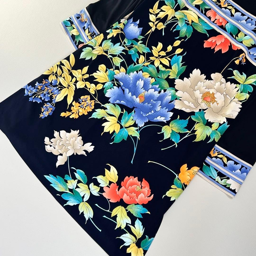 極美品✨レオナール カンカン 美しい花柄のワンピース ロング