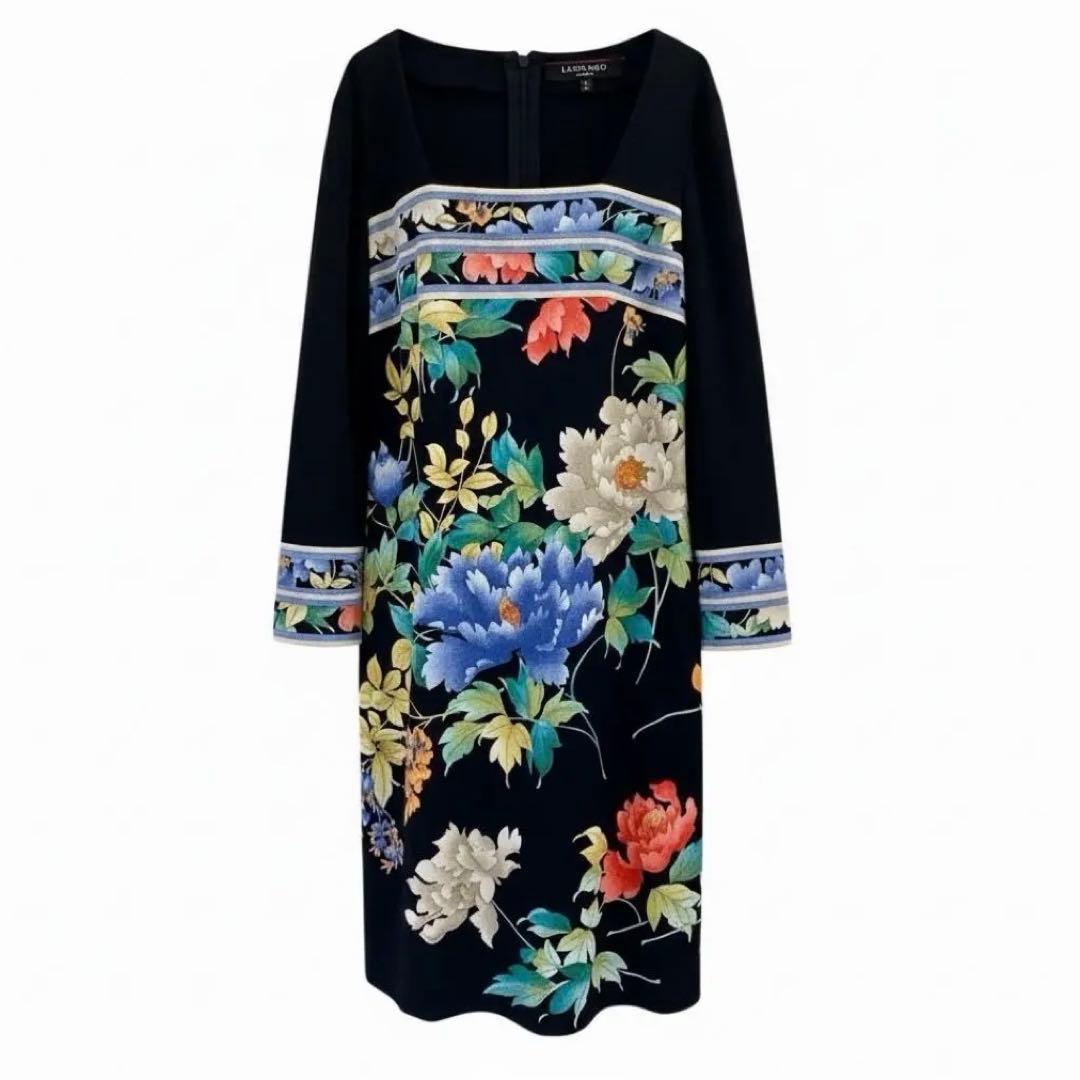 極美品✨レオナール カンカン 美しい花柄のワンピース ロング