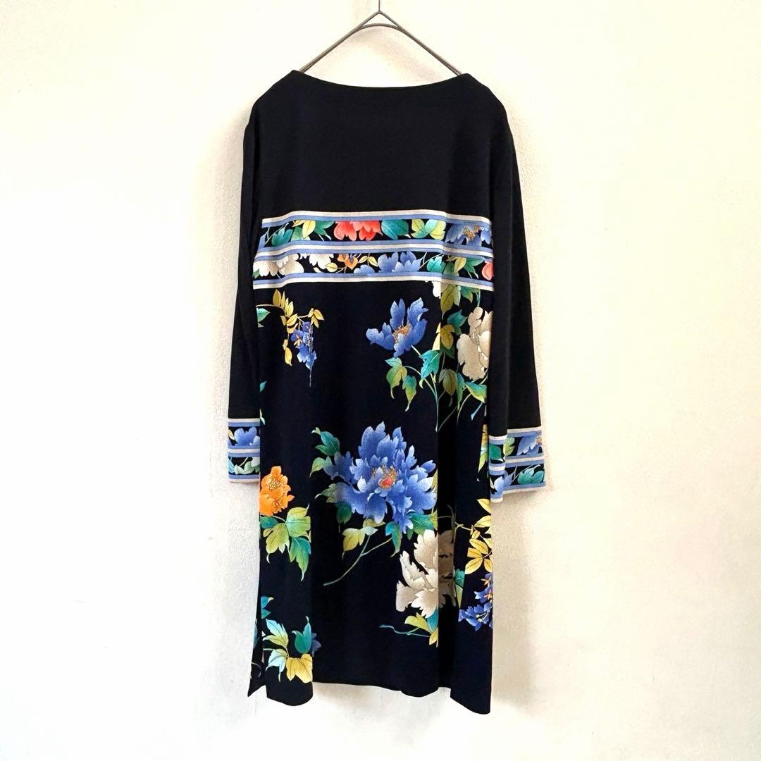 極美品✨レオナール カンカン 美しい花柄のワンピース ロング