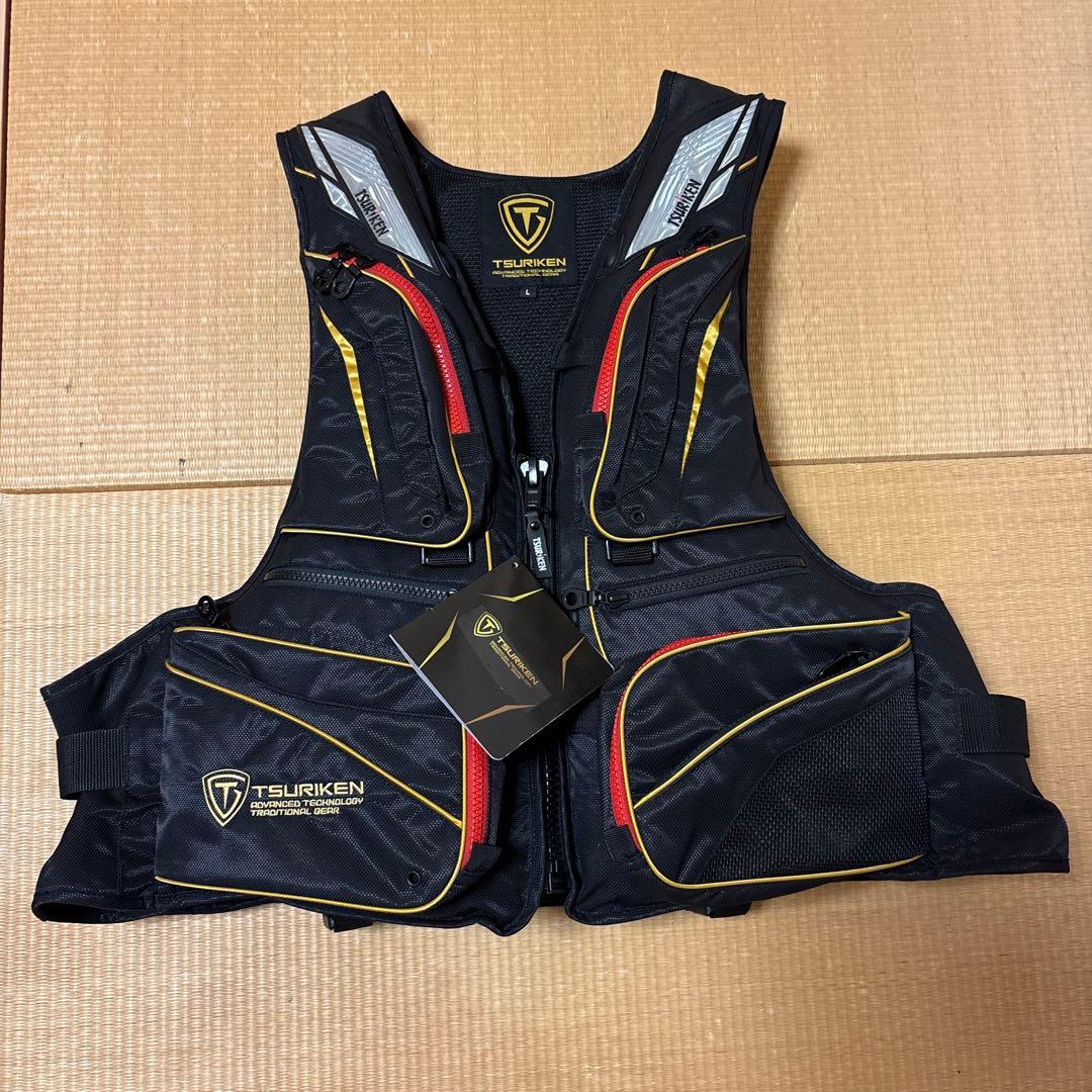 TSURIKEN フローティングベスト TV222 ブラック/レッド　L