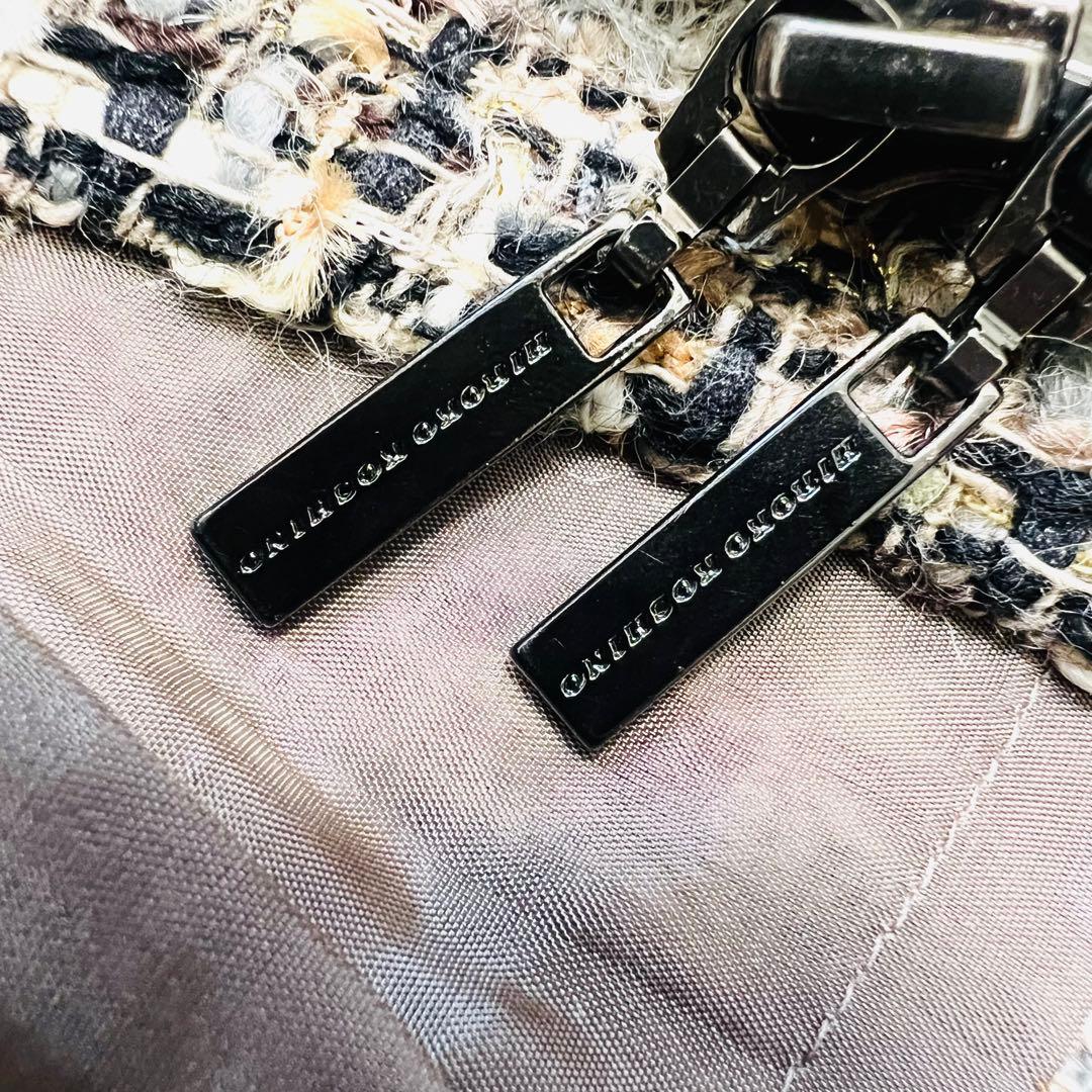 美品♡ ヒロココシノ ロングコート ドッキング ツイード ニット 40 L相当