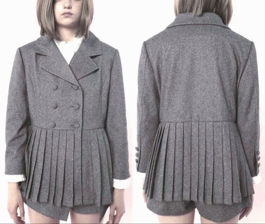 epine エピヌ プリーツフリルジャケット ダブルブレストブルゾン【訳あり】