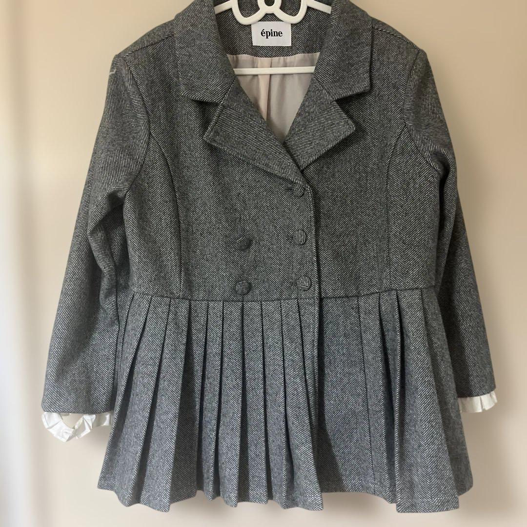epine エピヌ プリーツフリルジャケット ダブルブレストブルゾン【訳あり】